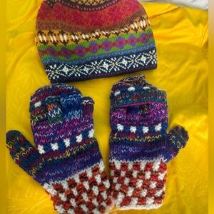 wool gloves and  hat set